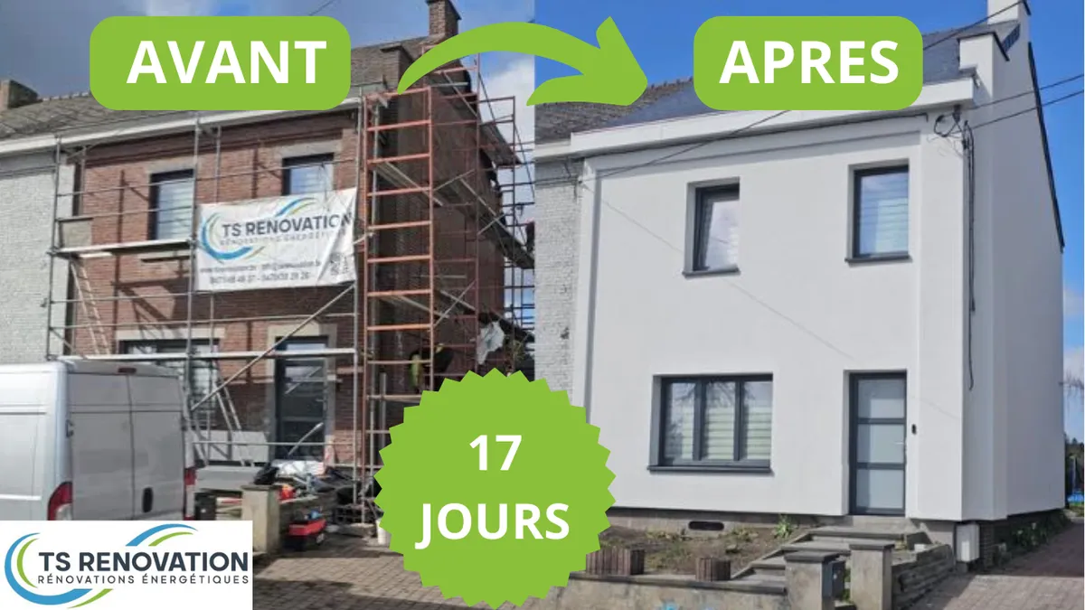 renovation toiture crepi isolant et chassis - TS Renovation Rénovation d'une toiture avec isolation sarking, isolation de façade avec crépi et nouveaux châssis pvc à Jemeppe-sur-sambre